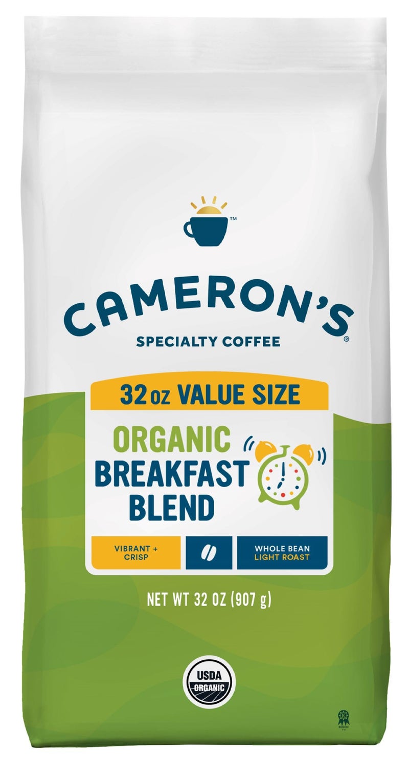 Cameron's Coffee Roasted Whole Bean Coffee, Organic Breakfast Blend, 32 Ounce - Image 1